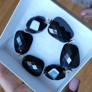 Chunky black and silver beaded bracelet